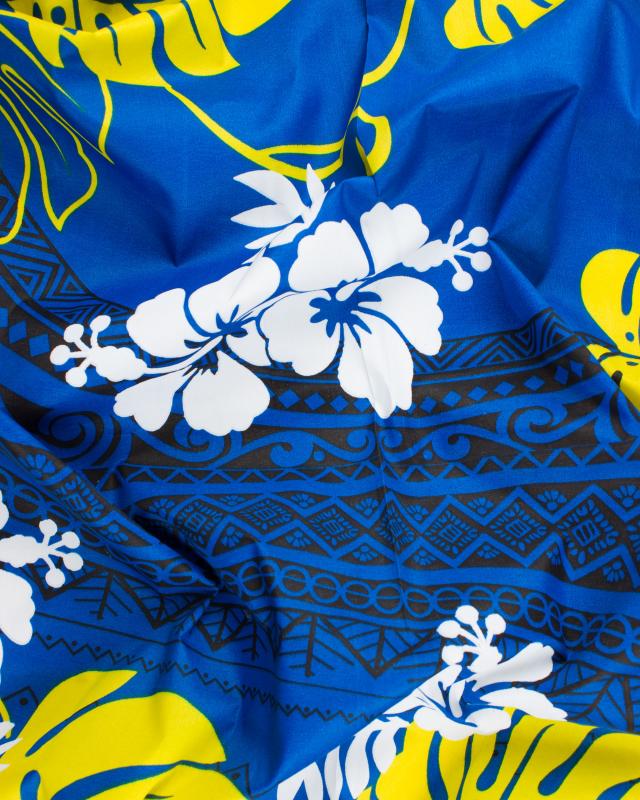 Tissu Polynésien TERENA Bleu - Tissushop